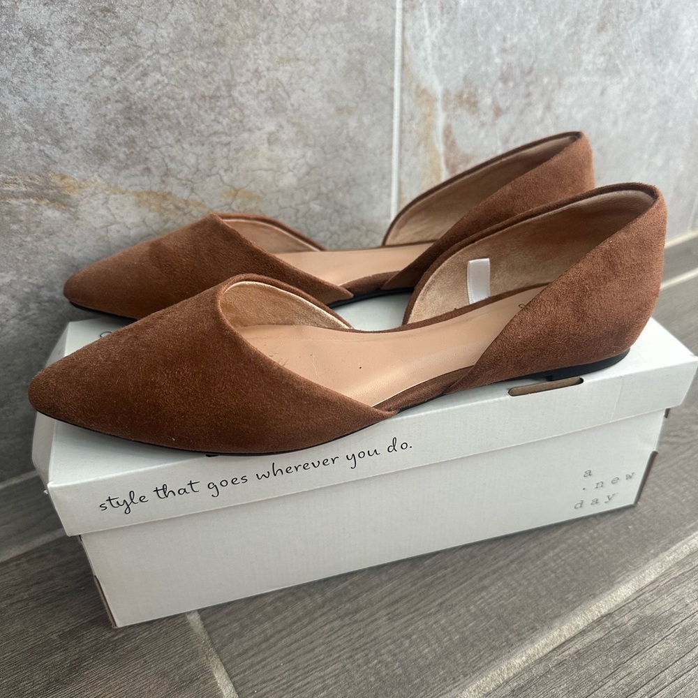 A New Day Brown Suede Flats - NWOT